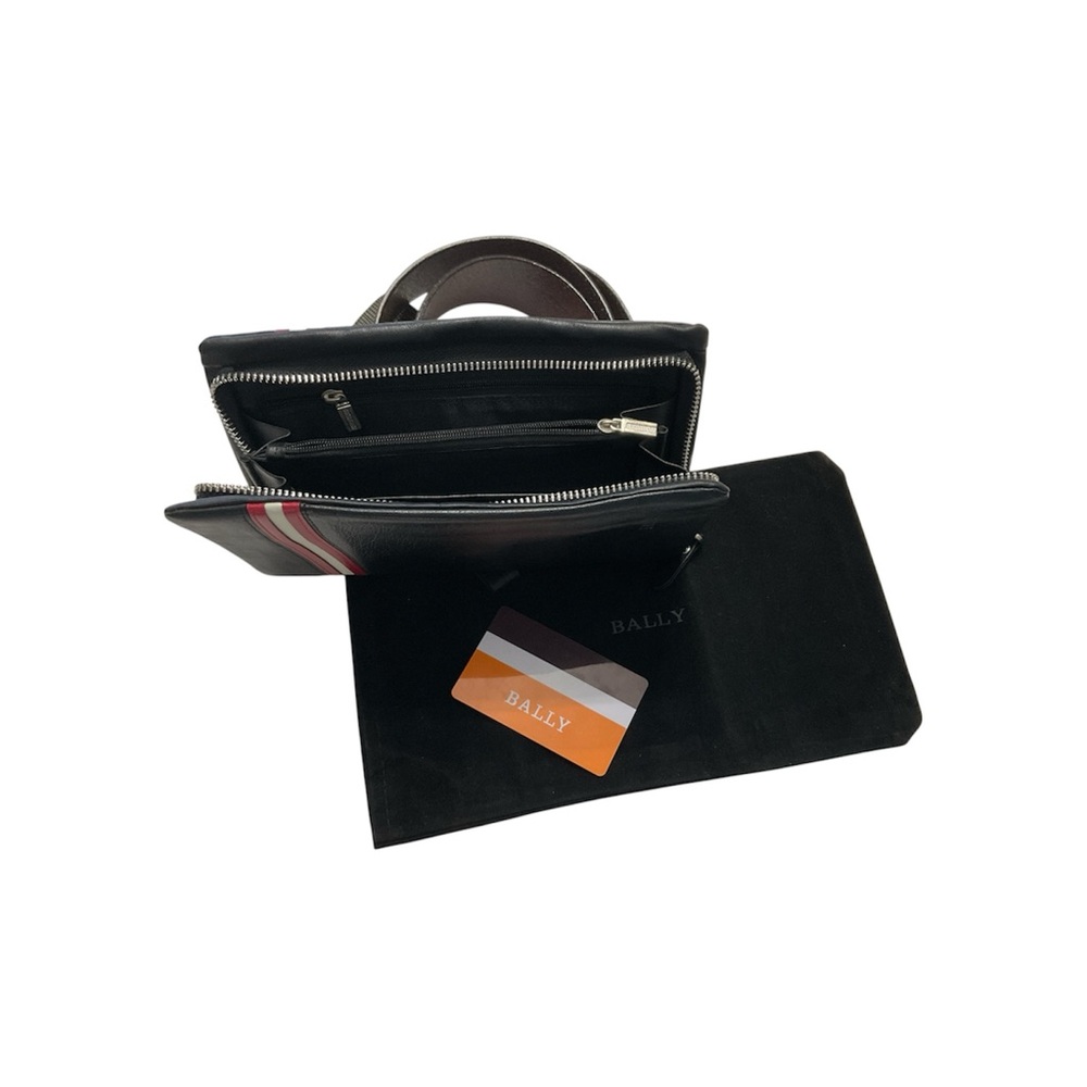Bally Black Leather Wallet with Red and White Stripes - Picture 3 of 5